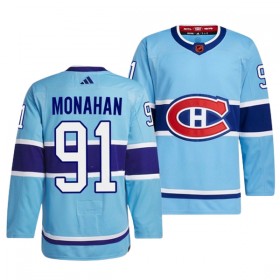 Män Ishockey Montreal Canadiens tröja Sean Monahan 91 Adidas 2022-23 Blå Reverse Retro 2.0 Authentic